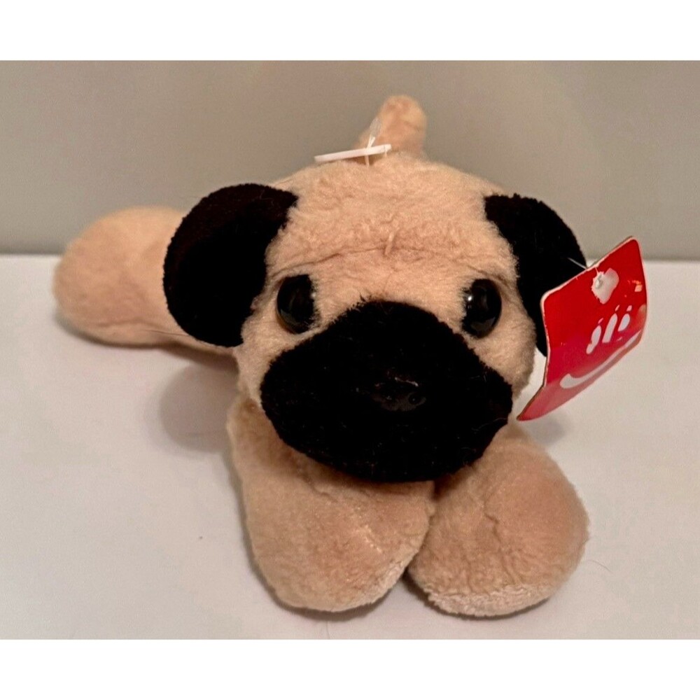 Aurora Pug Dog Plush Stuffed Animal Beige Black Tan with Tags